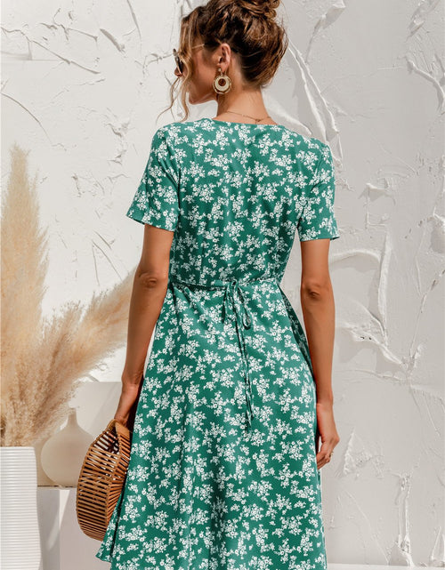 Load image into Gallery viewer, Sexy V Neck Floral Print Boho Beach Dress
